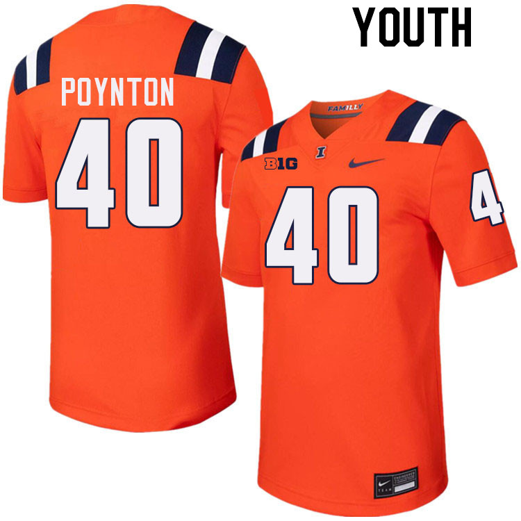 Youth #40 Ronan Poynton Illinois Fighting Illini College Football Jerseys Stitched-Orange